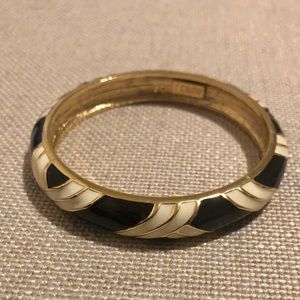 J. Crew Gold Bangle with Black & White Stripes